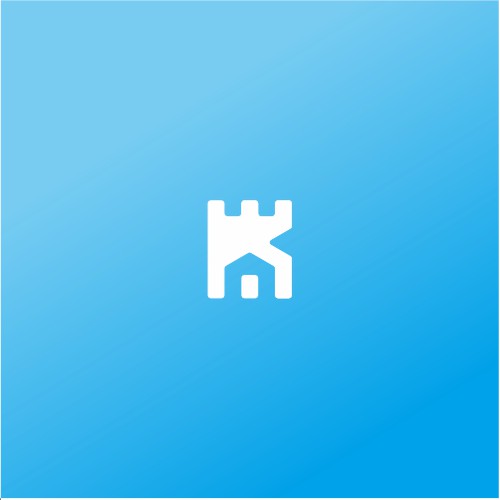 letter K logo, castle and house