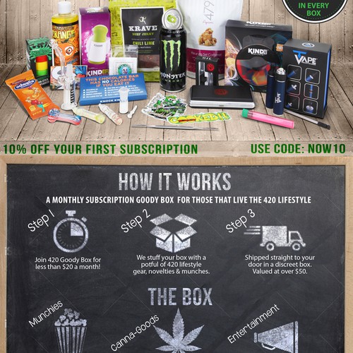 Create a winning magazine ad for 420 Goody Box.