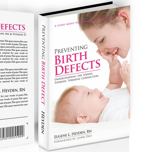 Create a baby health/wellness book cover about preventing birthdefects