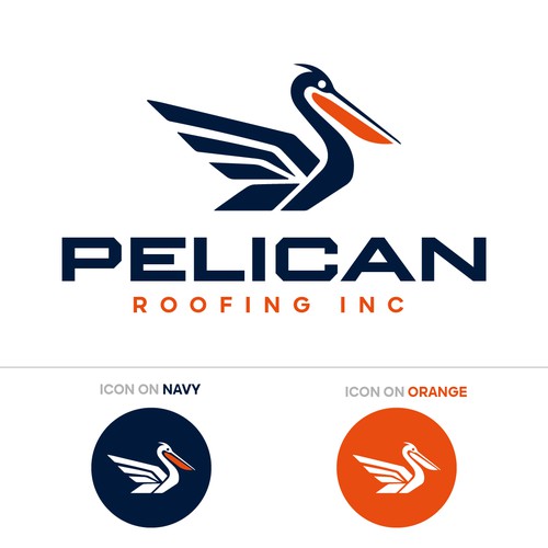 Modern Pelican Logo for Roofing Company