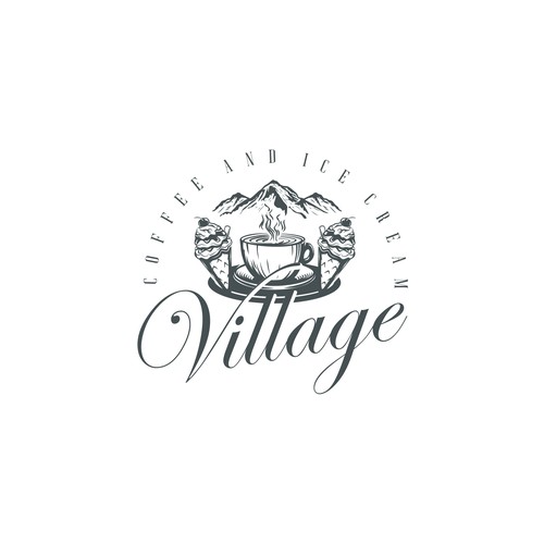 Vintage Coffee And Ice Cream Shop Logo