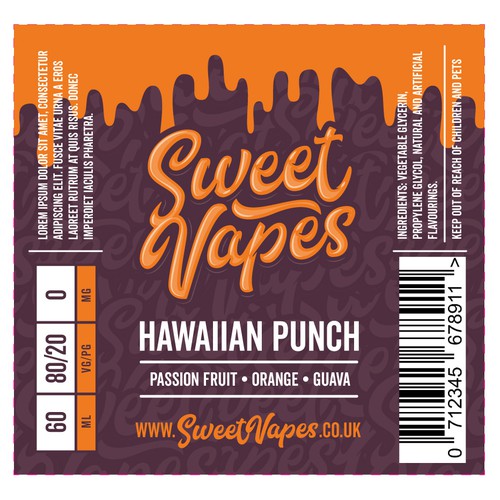 Logo and Label design for Sweet Vapes E-Liquid