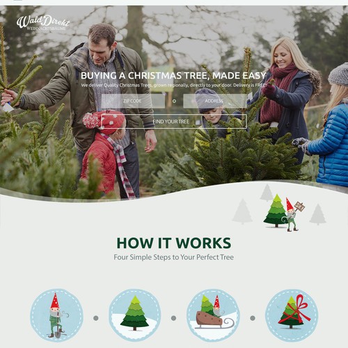 Illustrative web design for Christmas tree farm