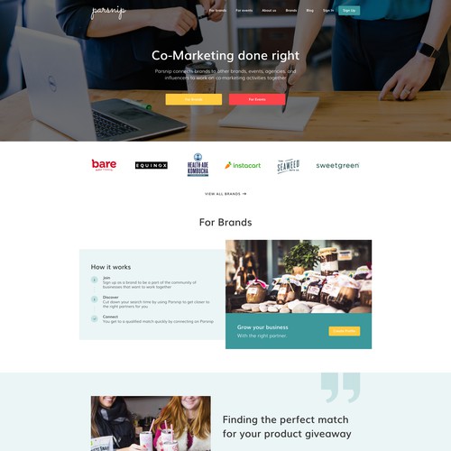 Landing page design