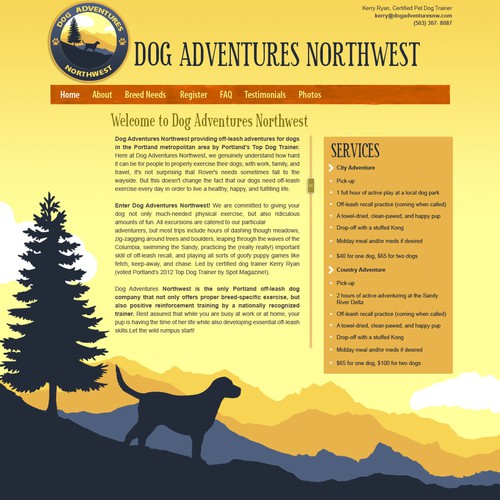 Website concept for Dog Adventures Northwest