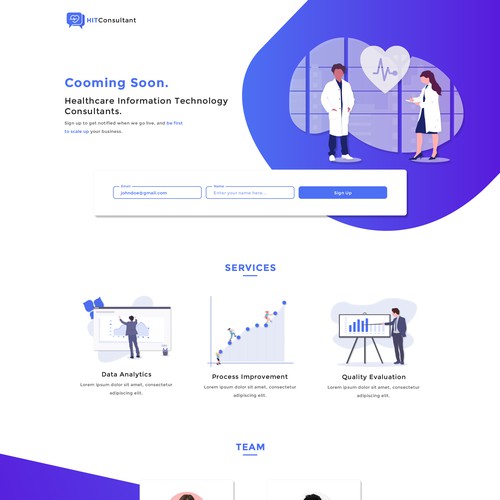 Landing page concept for consultancy business