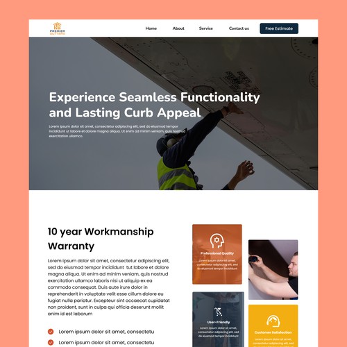 Premier gutters landing page design