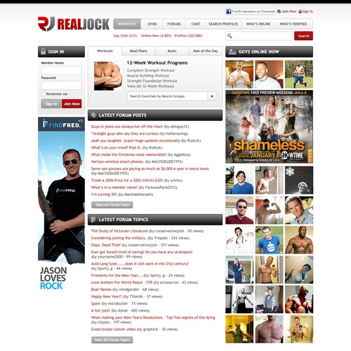 Create the next homepage design for RealJock.com's million monthly visitors