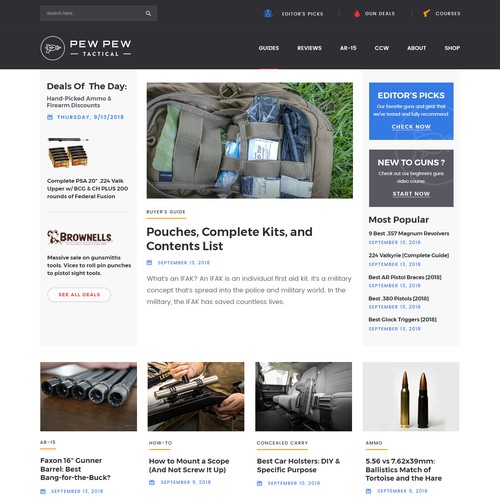 PewPew Tactical Website Design