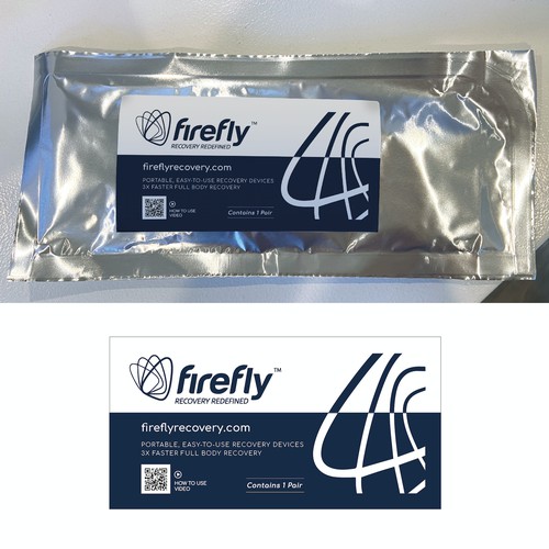 Industrial, minimalistic product label for Firefly recovery device