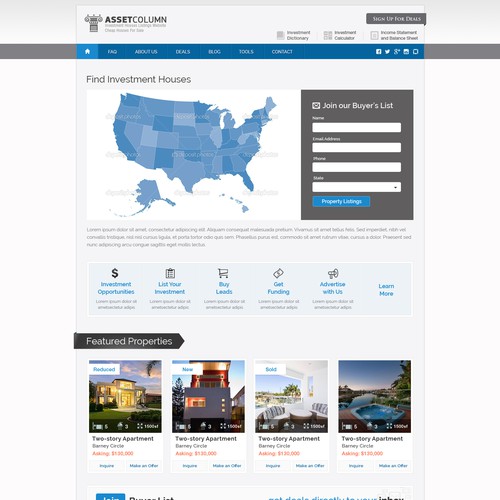 Investment Houses Listings Website / Cheap Houses For Sale at  AssetColumn.com