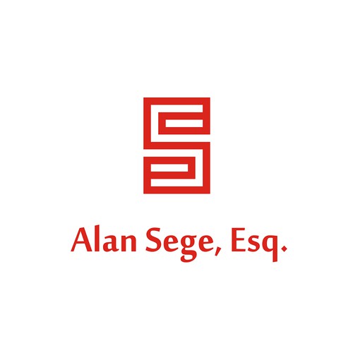Produce a logo-brand for a lawyer that reflects law, justice, and global reach with modern style