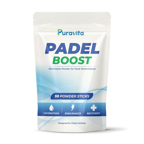 Padel boost pouch packaging design