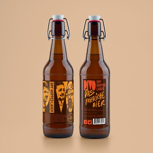 Label design for PIVO craft beer.