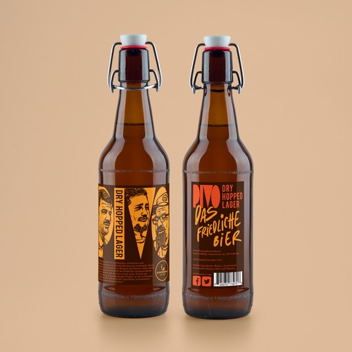 Label design for PIVO craft beer.