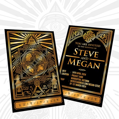 DARK TAROT INVITATION CARD - STEVE AND MEGAN