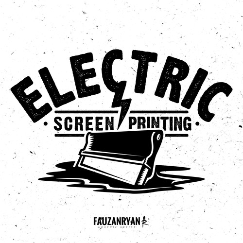 Bold vintage logo concept for Electric Screen Printing