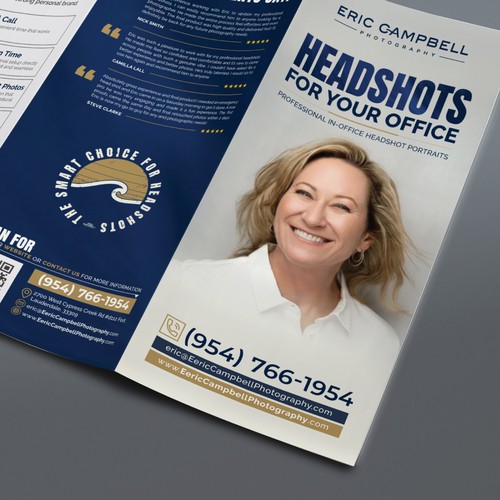 Corporate Photography Tri-Fold Brochure Design for Professional Headshots