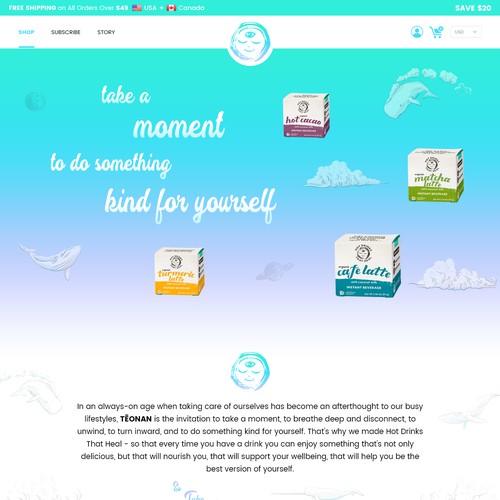 Dreamy, clean, whimsical main page