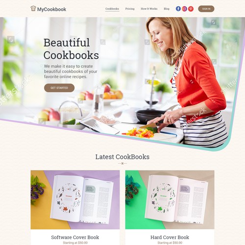 design wntry for coocking book landing page