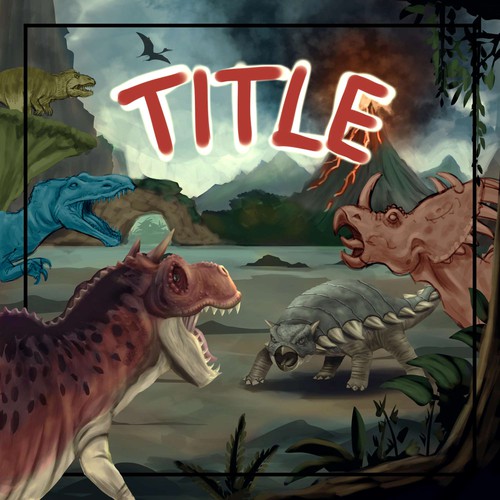 Epic Dinosaur Board Game Box Cover Illustration