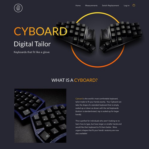 Home page for bespoke keyboard company