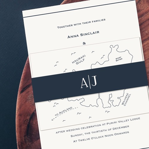 Minimalist Wedding Invite Design With Island Map