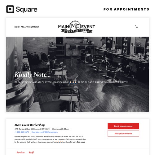 Square online for appointments