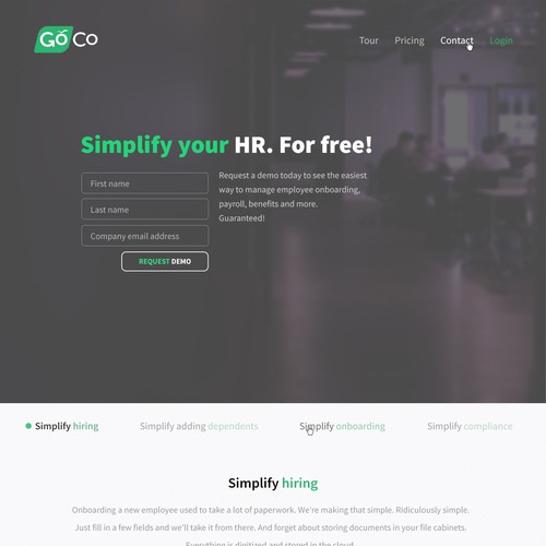 Clean homepage design for a tech company