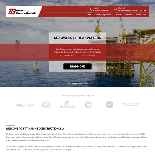 Homepage design for BTT Marine Construction