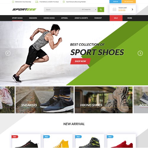Web Page Design for Sport Products Retail Shop