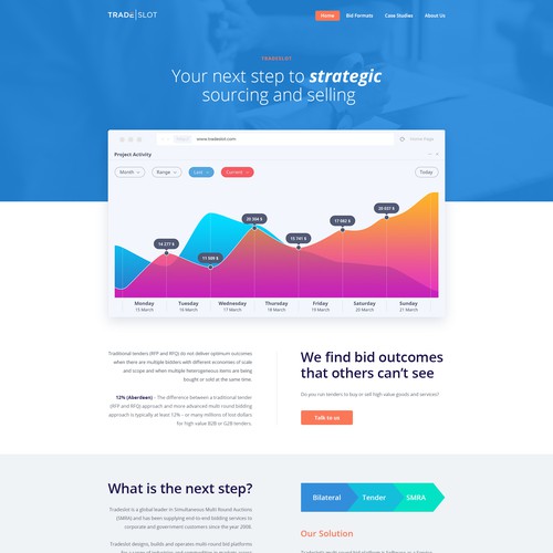 Homepage concept for Tradeslot