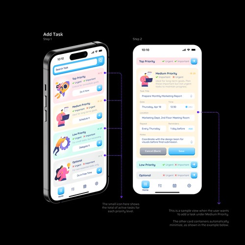 UI solution for playful task manager app