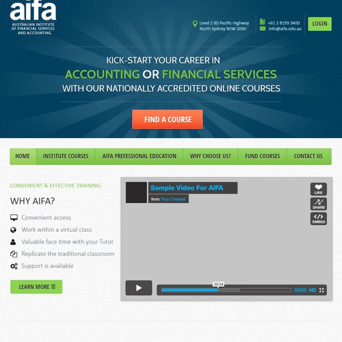 Aifa landing page