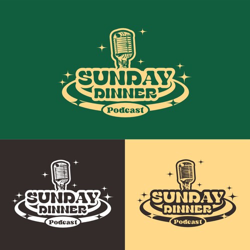 Podcast logo vintage groovy
