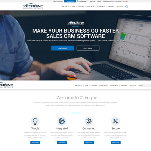 X2Engine.com needs a homepage redesign