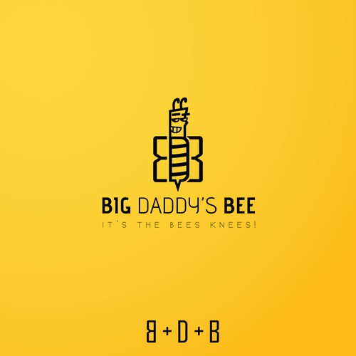 Logo concept combining a bee character with the initials BDB