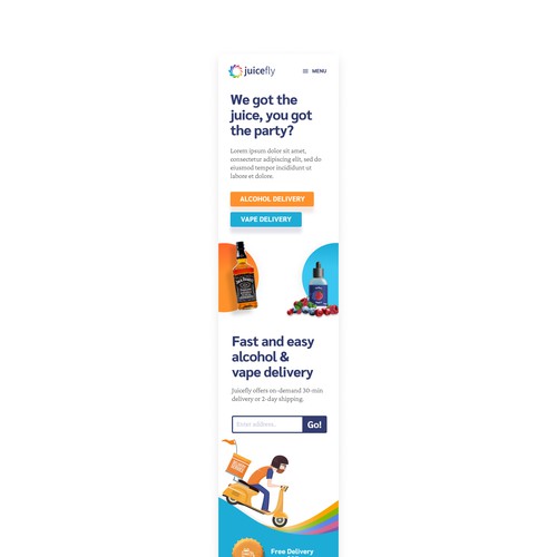Appealing web design for a liquor and vape delivery service