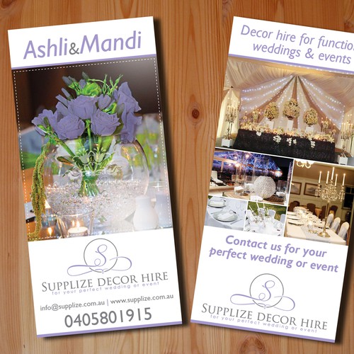 postcard or flyer for Supplize Decor Hire