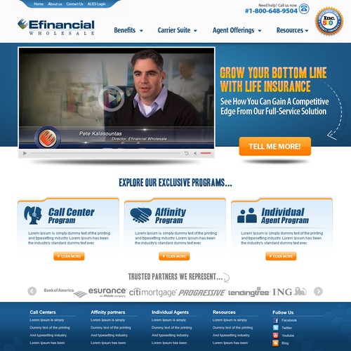 Efinancial Wholesale needs a new website design