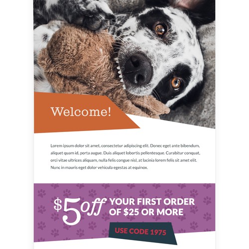 Email marketing design featuring furry friends