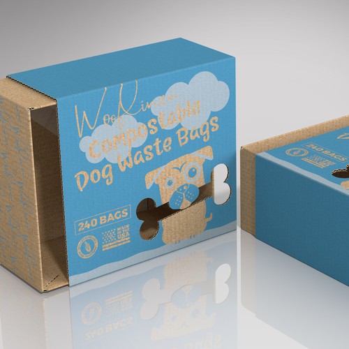 One color print for a sustainable dog waste bags box