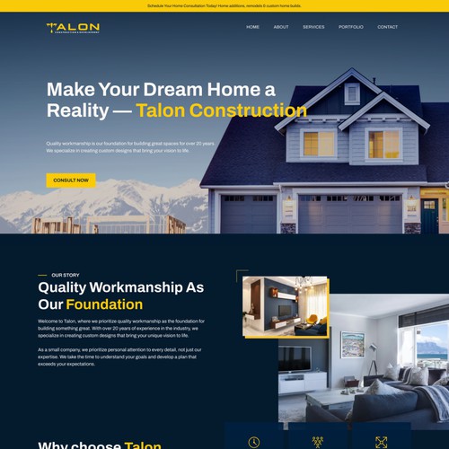 Talon Construction – Residential Remodeling Website Design