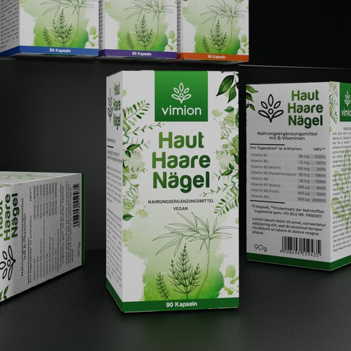 Packaging design for a German brand of high-quality food supplements