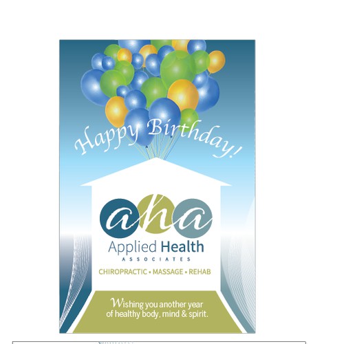 Birthday postcard with new branding for chiropractic/massage office!