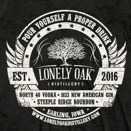 Lonely Oak Distillery T-Shirt Design