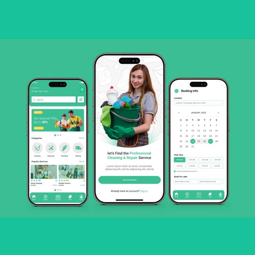 User friendly cleaning app, clean and seamless efficient structure