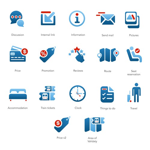 31 attractive icons for our Swiss travel website