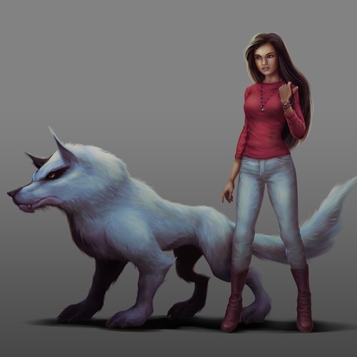 Girl and Wolf Characters Concept