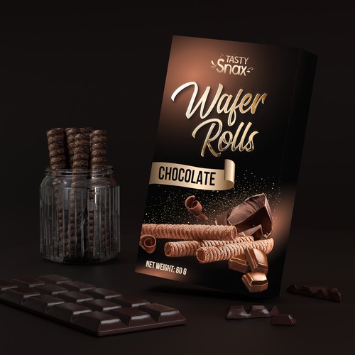 Tasty Snax – Wafer Rolls (Chocolate) Packaging